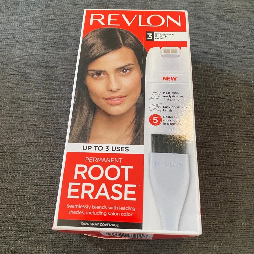 Revlon Root Erase Permanent Hair Color Women 3 Black Sealed 100% Gray Coverage
